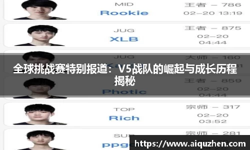 全球挑战赛特别报道：V5战队的崛起与成长历程揭秘